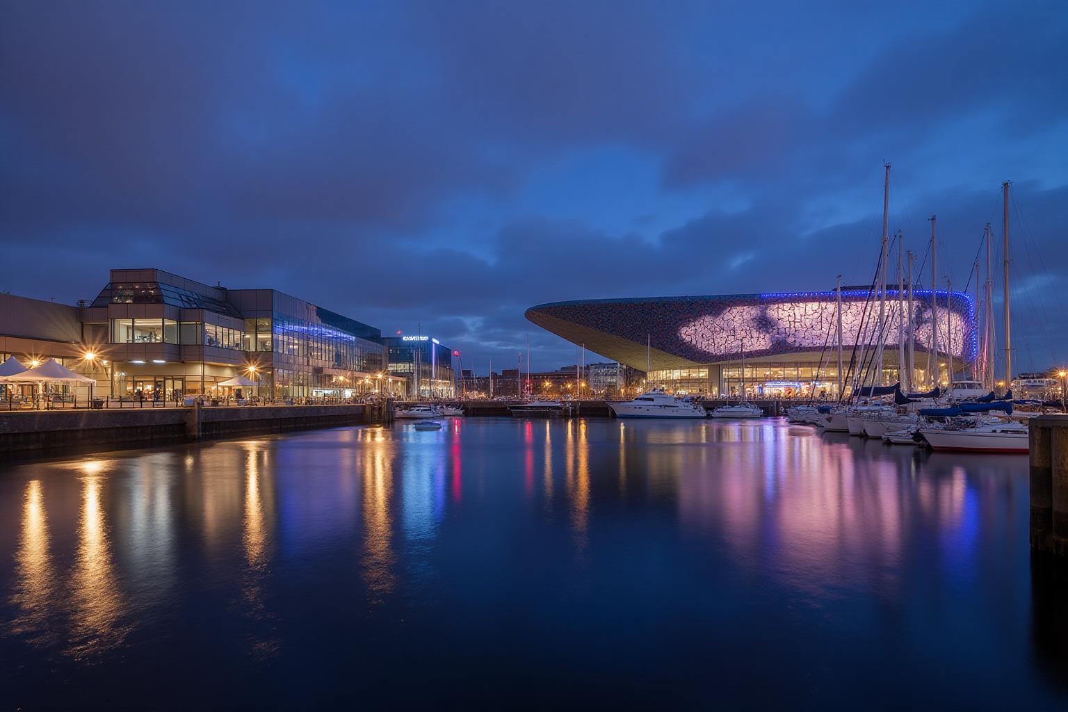 Cardiff Bay waterfront with modern Millennium Centre and marina