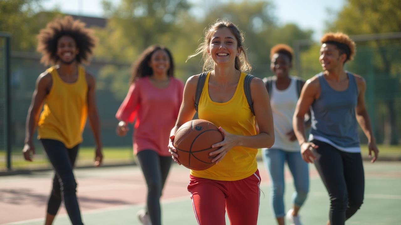 Students playing sports